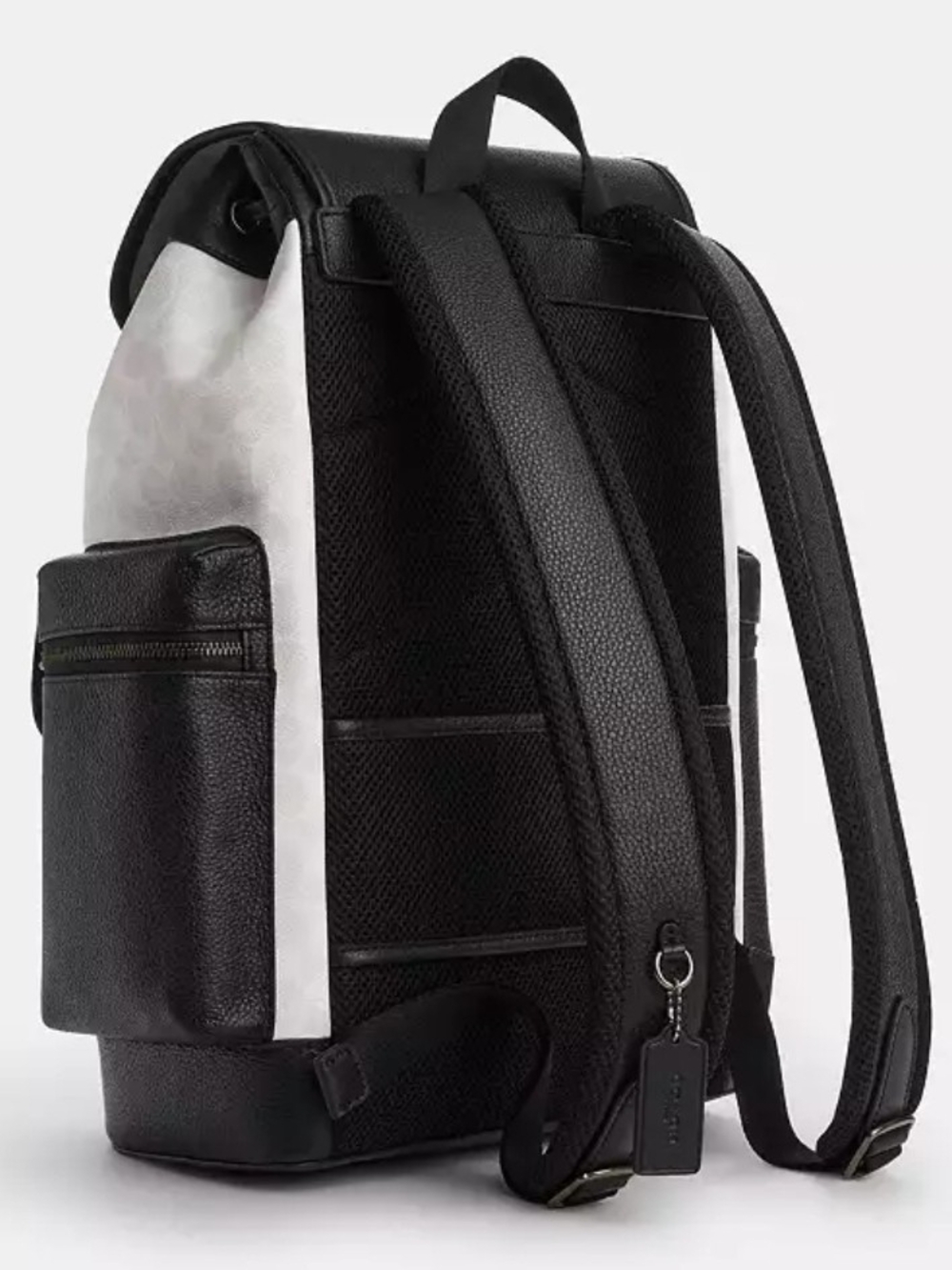 Coach White Canvas and Black Leather Contrast Backpack - Picture 3 of 4